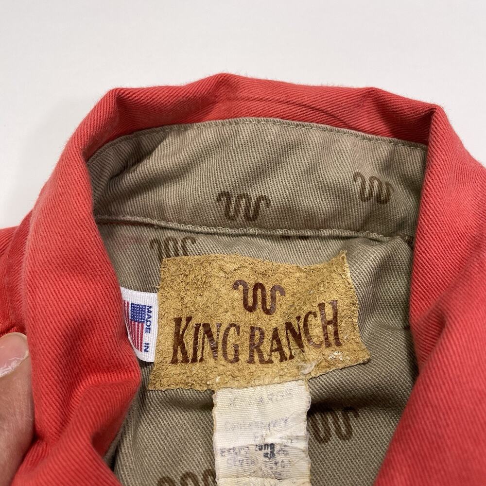 King Ranch Button Down Shirt Men’s XL Flip Cuff Salmon Made In USA Cowboy Rodeo - Picture 3 of 10